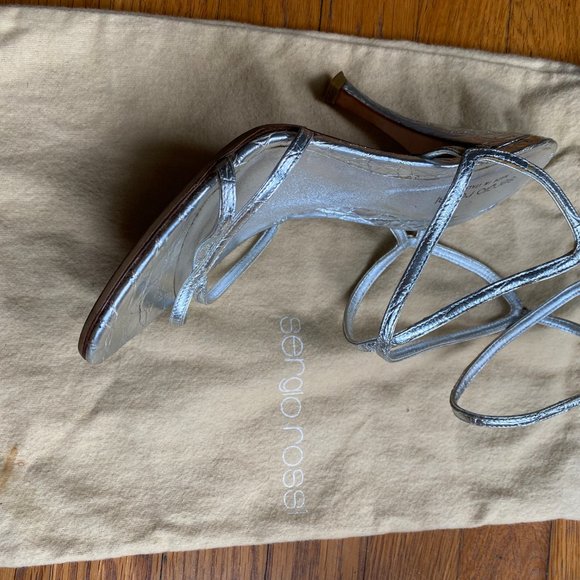 Sergio Rossi silver strappy leather heels - Picture 8 of 16